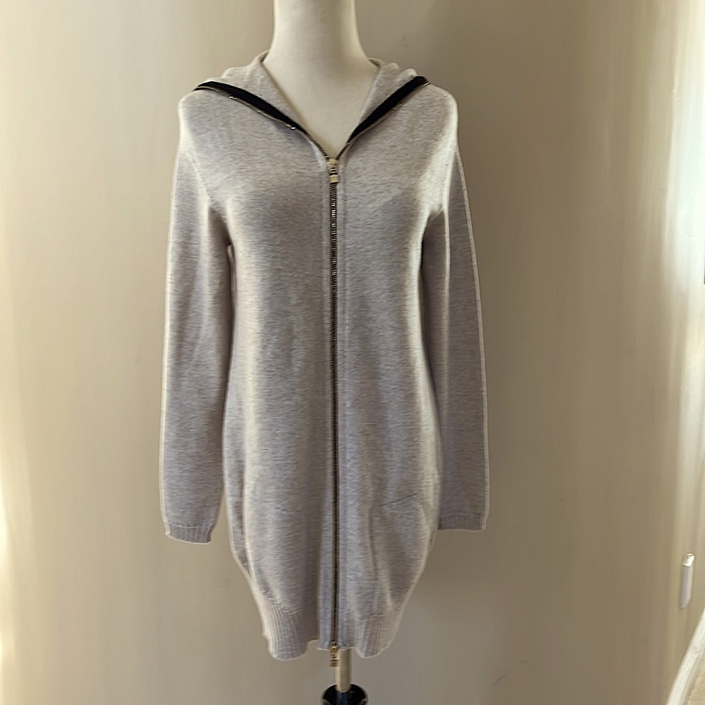 D. Exterior Super Long  Zip-up Wool Sweater S
